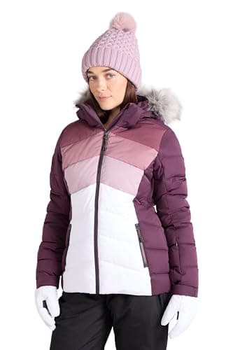 Image of Mountain Warehouse Cascade Womens Padded Ski Jacket - Breathable & Water-resistant Coat with Hood, Comfortable -Winter Skiing, Sports & Outdoors Dusky Purple Women's Size 10