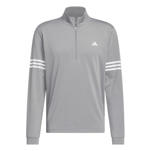 Image of adidas Mens 3 Stripe Zip Top Grey M