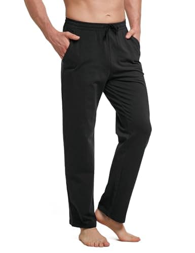 Image of baleaf Mens Tracksuit Bottom Joggers with Pockets Running for Men Pants Cotton Sweatpants Elasticated Waisted Black S