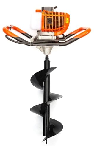 Image of Earth Auger 52cc Petrol 2 Stroke Engine Post Hole Borer Digger & Choice of 4 Drill Bits Attachments 100mm / 150mm / 200mm / 300mm for Planting Digging (52cc Engine & 30cm Drill Bit)