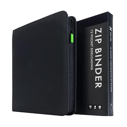 Image of Vault X 12 Pocket Trading Card Zip Binder, 480 cards, Premium Exo-Tec Album Material, 20 Side-Loading Pages, Folder for Collectible Card Games, Sports, TCG (Black)