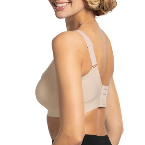 Image of JML Belvia Seamless Bra - Wireless Bras for Women UK with W-Shape Support & Comfort Stretch Fabric, Adjustable Straps, Removable Pads, All-Day Comfort, no Pinching or Digging, Nude XL