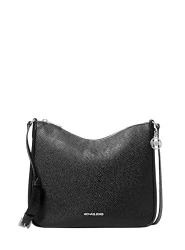 Image of Michael Kors Nayla Medium Pebbled Leather Messenger Bag Black