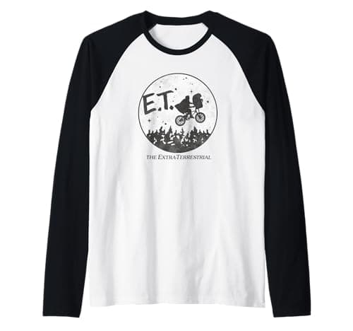 Image of E.T. The Extra-Terrestrial Classic Flying Bike Poster Raglan Baseball Tee