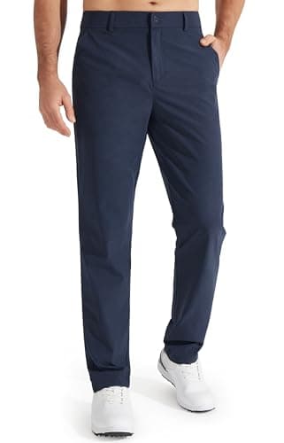 Image of Libin Golf Trousers for Men Slim Fit Chinos Pants 30" Stretch Quick Dry Lightweight Business Casual Pants for Men Comfy Waterproof Navy Blue 30W x 30L