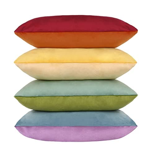 Image of Btyrle Throw Pillow Covers 18x18 Set of 4 Soft Velvet Couch Cushion Covers Modern 8-Colors Rainbow Designs Pillowcases Decorative Cushion Cases for Sofa Bedroom Home Decor(Rainbow Series)