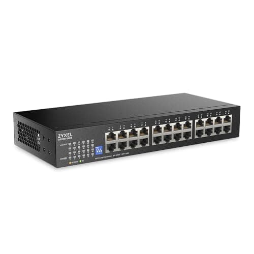 Image of Zyxel 24 Port Network Switch | Unmanaged Gigabit Ethernet Switch | 24x GbE Ports | Switchable DIP | Fanless | Wall and Rack Mount Kits Included | GS1100-24ES