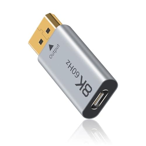 Image of Duttek 8K USB C to Displayport 1.4 Adapter 1 Pack, (Uni-Directional) USB Type C Female to DP Male Adapter Compatible with iPhone 16 Pro Max, Galaxy S24, MacBook Pro/Air, iPad, XPS Grey