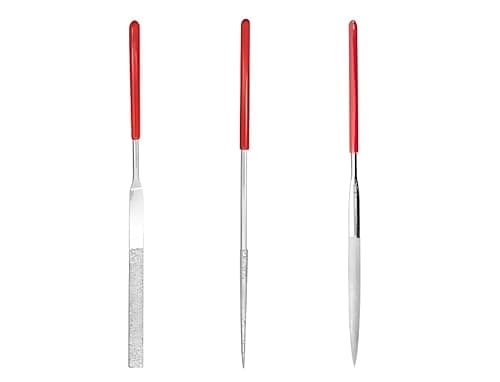 Image of 3 Pcs Diamond Needle File Set, 140mm Mini Metal Files with Round, Flat & Triangular Shapes for Wood, Metal, Resin & Model Crafting