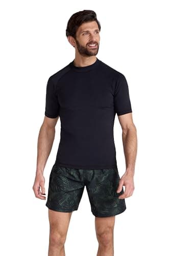 Image of Mountain Warehouse Mens UV Rash Vest - Lightweight, Quick Drying & Stretchy T-Shirt with UPF 50+ & Flat Seams - for Spring Summer, Beach, Swimming & Water Sports Jet Black M