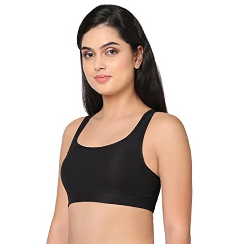 Image of Wacoal Sports Bra Women Padded Non-Wired Racerback Medium Intensity Full Coverage Sports Bra, black, 34D