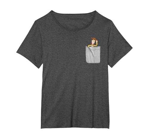 Image of Disney Pixar Toy Story Woody Faux Pocket Graphic T-Shirt T-Shirt, Women's Plus, Dark Heather Grey, 3X