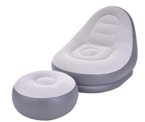 Image of Trendi Inflatable 2-Piece Deluxe Lounger and Footstool/Perfect Chair For Gaming, Reading & Movie Watching/Lounger Size 125 x 100 x 85cm