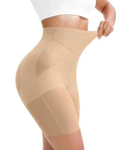 Image of FallSweet High Waisted Shapewear Tummy Control Knickers Anti Chafing Shorts Women Underwear(beige,L)