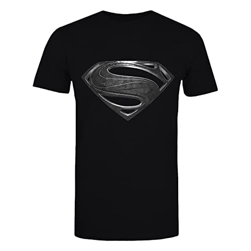 Image of Official Justice League Movie Superman Black Logo Unisex Black T-Shirt, Large