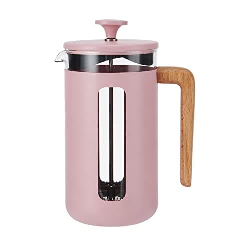Image of La Cafetière Pisa Cafetière, 8-Cup/1L, Heat-Resistant Borosilicate Glass and Stainless Steel with Easy-Grip Plunger, Large French Press Coffee Maker for Loose Tea and Ground Coffee, Pink