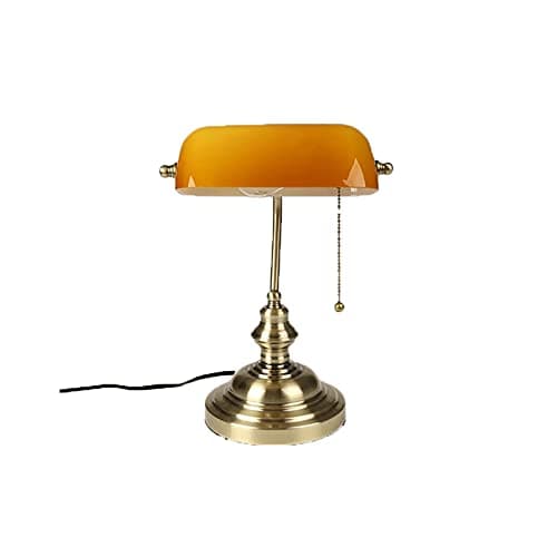 Image of shengyi Bankers Table Lamp Retro Industrial Classical E27 Glass lampshade Cover Switch Desk Lights for Bedroom Study Reading Desk Lights for Office