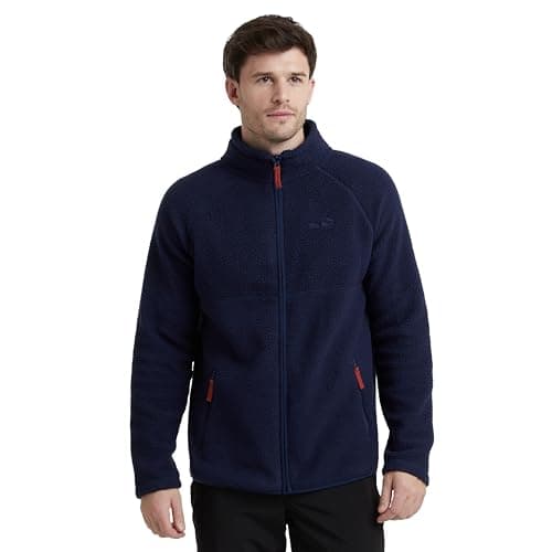 Image of Peter Storm Men's Glen Full Zip Fleece, Borg Fleece Material, Relaxed Fit, High Collar, Zipped Handwarmer Pockets (UK, Alpha, XXL, Regular, Regular, Navy)