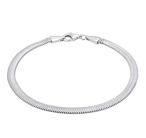 Image of Kuzzoi Silver bracelet for men made of solid 925 sterling silver, flat herringbone men's bracelet (4 mm), handmade for men, width 4 mm, 0201852821, 19 centimeters, Sterling Silver