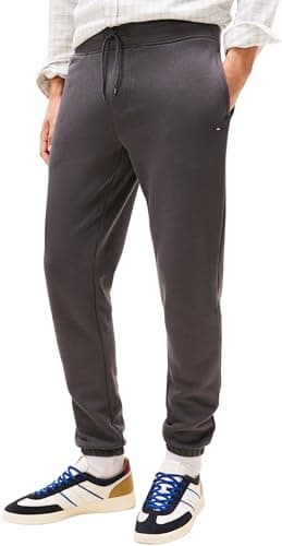 Image of Tommy Jeans Men's TJM Slim S Flag Sweatpant EXT DM0DM20473 Sweatpants, Grey (Washed Black), M
