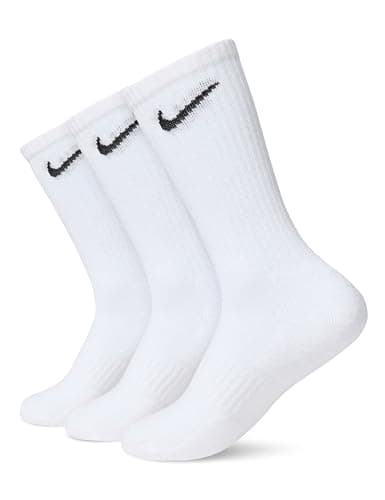Image of NIKE Mens Everyday Cush Crew 3pr Calze Socks, WHITE/BLACK, S EU