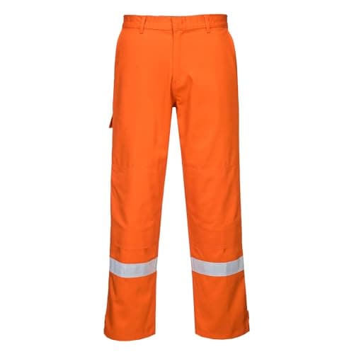 Image of Portwest FR26 Bizflame Work Flame Resistant Trousers High Visibility Reflective FR Pants CE CAT III ATEX Welding Protection Triple Stitched Workwear, Orange, Large