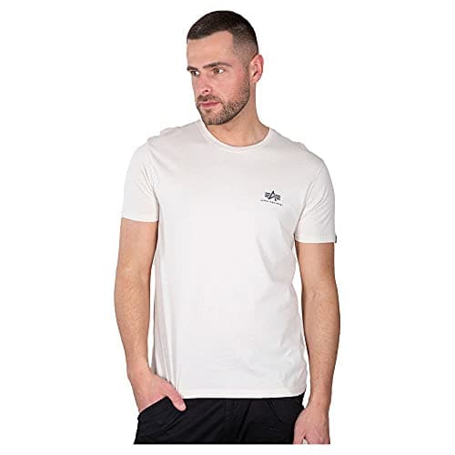 Image of Alpha Industries Basic T Small Logo T-Shirt for Men Jet Stream White