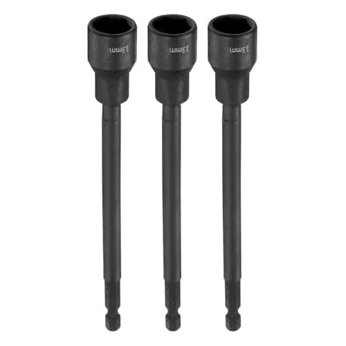 Image of sourcing map 3pcs Hex Nut Driver Drill Bit 13mm Metric 6-Point Socket 1/4" Hex Shank Magnetic Setter CR-V Steel Bolt Sockets for Power Drills Impact Drivers, 5.91" (150mm) Long