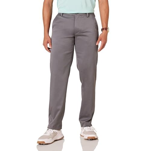 Image of Amazon Essentials Men's Straight-Fit Stretch Golf Trousers, Grey, 32W / 32L