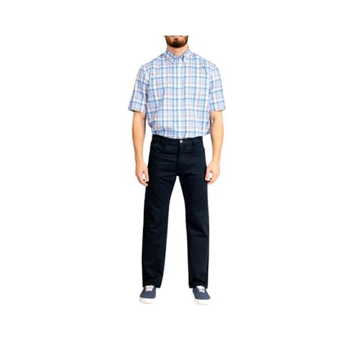 Image of Mens Bedford Cord Trousers Straight Leg Ribbed Regular fit Zip Fly Smart for Form (Navy, 36 31)