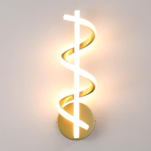 Image of MELAYR Wall Lights,21W LED Wall Lamp,Modern Spiral Design, 3000K Warm White Light,2100LM Wall Sconce Lights for Living Room Bedroom Hallway Stairs,Indoor,Gold, Ra≥80