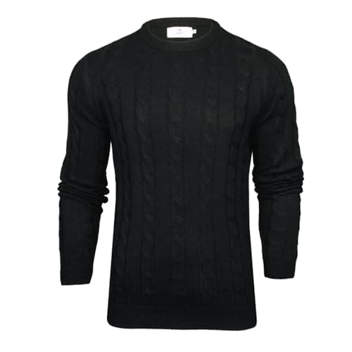 Image of Xact Men's Crew Neck Cable Knit Jumper (Black) M