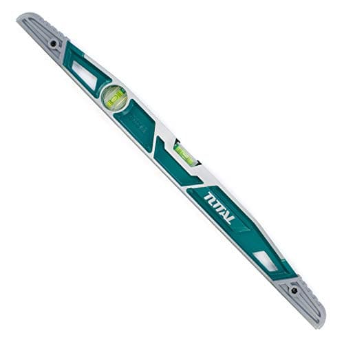 Image of Total - Professional Builders Masons Spirit Level | 600mm Aluminum with ABS Shock Absorber | Ergonomic Grip | Horizontal & Vertical Bubbles, Blue, Default Size, Plastic