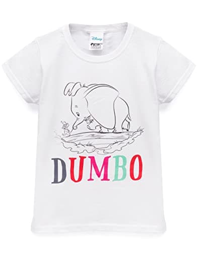 Image of Disney Dumbo T-Shirt for Girls | Kids Animated Sketch Character Short Sleeve White Top | Merchandise Gifts for Her 9-10 Years
