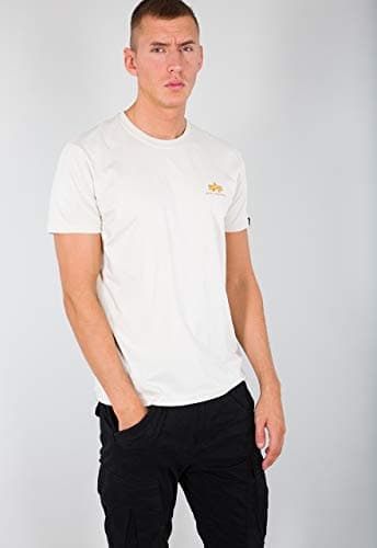 Image of Alpha Industries Basic T Small Logo T-Shirt for Men Vintage White