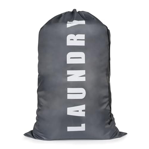 Image of Weysoo Large Laundry Bags, 24" x 36" Portable Travel Laundry Bags with Drawstring Cord, Dirty Clothes Bags Perfect for Home, Travel, Holiday, Camping, Caravan, Dormitory (Grey)