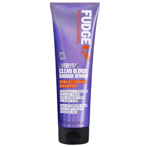 Image of Fudge Professional Everyday Clean Blonde Damage Rewind Shampoo, Daily Purple Toning for Blonde Hair, Bond Repair Technology, 250 ml