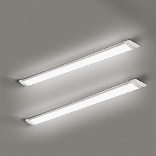 Image of HUMIGA 3FT LED Batten Light, 30W Low Profile Wall Ceiling Surface Mounted Fitting, IP20 Slim Wide Tube Lighting for Office/Home/Shop/Workshop/Warehouse, Neutral White 4000K,2 Pack