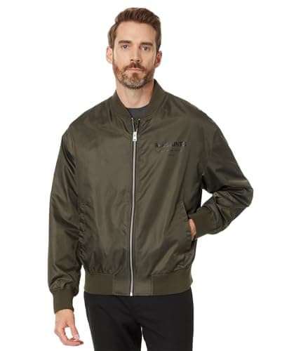 Image of AllSaints mens Underground Bomber, Dull Khaki Green, XL