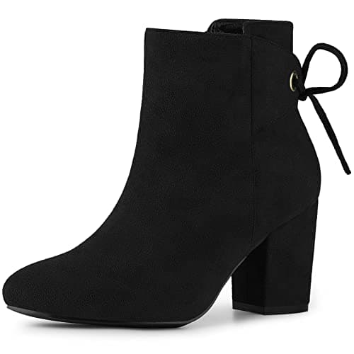 Image of Perphy Women's Round Toe Chunky Heels Ankle Booties Black 7 UK/Label Size 9 US