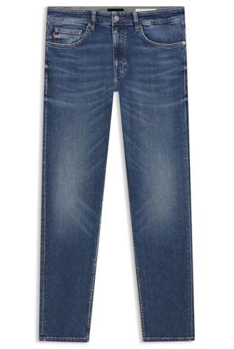 Image of BOSS Mens Delaware BO Delaware Slim-fit Jeans in Blue Super-Stretch Denim