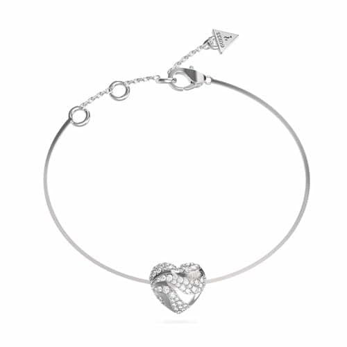 Image of GUESS In My Heart Snake Chain Bracelet S Rhodium