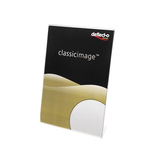 Image of Deflecto A5 Portrait Slanted Sign Holder, A5 Plastic Display Stand, A5 Menu Holders, Leaflet Display Stands, Display Stand A5 Poster Holder