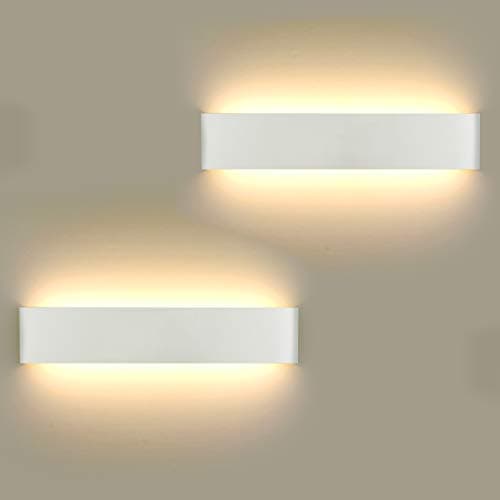 Image of ChangM LED Wall Lights Indoor 40cm,2 Pack 16W Aluminum Wall Lamps 3000K Warm White Modern Style Up and Down Wall Light,Perfect for Bedroom Bathroom Living Room Hallway Kitchen Corridor Stairs (White)