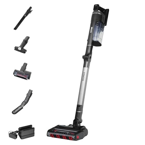 Image of Shark Stratos Cordless Stick Vacuum Cleaner Pet Pro with Anti Hair Wrap Plus, 120 Mins Run-Time (2 Batteries), Clean Sense IQ & Anti-Odour, Pet, Crevice & Multi-Surface Tools, Charcoal/Silver IZ420UKT
