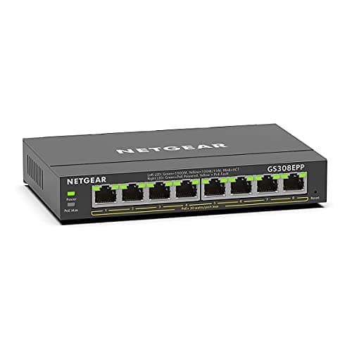 Image of NETGEAR PoE Switch 8 Port Gigabit Ethernet Plus Network Switch (GS308EPP) - with 8 x PoE+ @ 123W, Desktop or Wall Mount