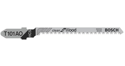 Image of Bosch T 101 AO Clean for Wood Jigsaw Blade 5-Pack (Softwood, Plywood, Length 83 mm, Professional Accessory)