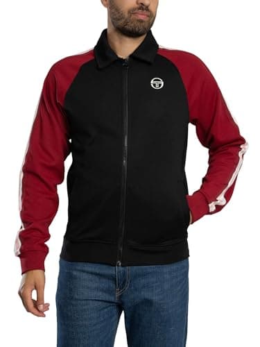 Image of Sergio Tacchini Men's Renshaw Track Jacket, Black/Gardenia, XXL