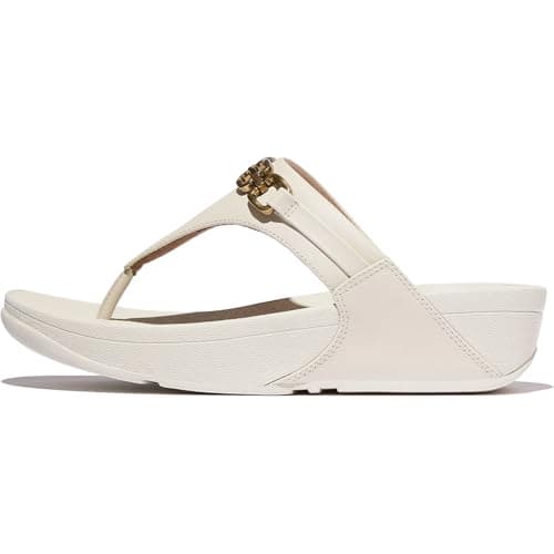 Image of Fitflop LULU SQUARE-CHAIN LEATHER TOE-POST SANDALS