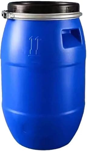 Image of JIESOO Food Grade Large Plastic Blue Plastic Bucket Storage Barrel Drum Keg with Lid and Latch Ring for Shipping Industrial Storage Container(30L)